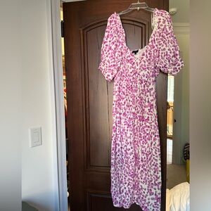 Who What Wear Pink and White Long Sleeve Dress